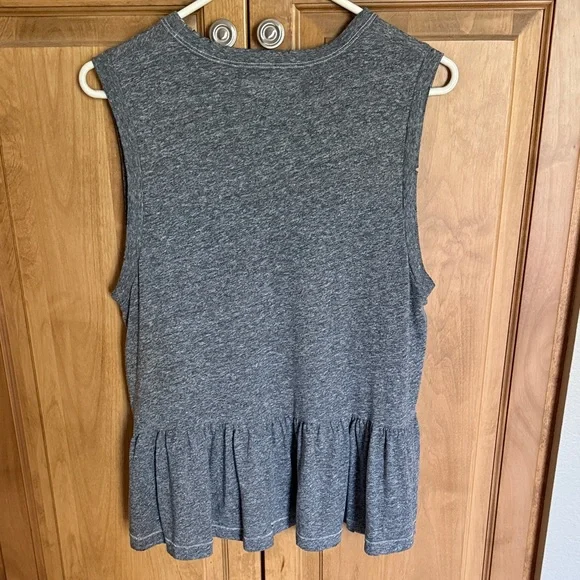THE GREAT. Heather Gray Peplum Tank Top - Picture 5 of 8